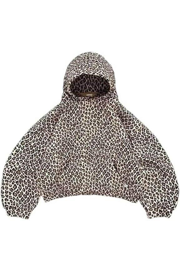 Womens Hoodies Oversized Leopard Print Sweatshirt Fleece Pullover Sweatshirt Long Sleeve Hoodies Sweatshirts with Pocket Brown M