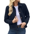 thumbnail image 1 of DeHolifer Womens Jackets Casual Solid Color Cropped Coats Button Down Winter Shackets Navy XXL, 1 of 8