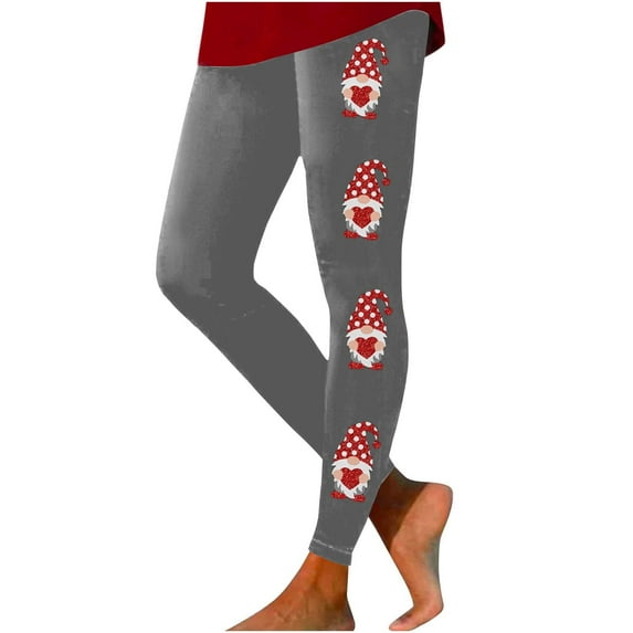DeHolifer Womens Leggings High Waist Valentine Day Printed Stretchy Leggings Comfy Lounge Yoga Pants Gray 3XL