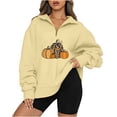 thumbnail image 1 of DeHolifer Womens Oversized Sweatshirts Hoodies Half Zip Pullover Halloween Print Fall Fashion Outfits 2023 Y2k Clothes Yellow M, 1 of 4