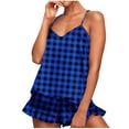 thumbnail image 1 of DeHolifer Womens Pajama Sets Novelty Printed V-Neck Tank Top Pjs and Shorts Loungewear Homewear 2 Piece Sets Blue 2XL, 1 of 8