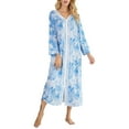 thumbnail image 1 of DeHolifer Womens Pajamas Long Sleeve V Neck Nightgown Cotton Moon Printed Nightgowns Plus Size House Dresses Soft Night Gown Sleep Shirt Blue L, 1 of 8