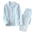 thumbnail image 1 of DeHolifer Womens Pajamas Set- Button Down Women Pajama Pjs Floral Long Sleeve Sleepwear Lady Nightwear Soft Lounge Sets Light Blue L, 1 of 3