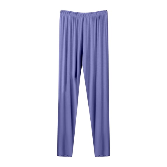 DeHolifer Womens Pants Plus Size Modal Elastic Waist Comfy Solid Color Homewear Outwear Long Pants Blue 2XL