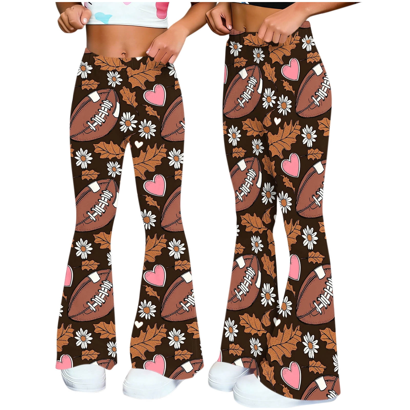 DeHolifer Womens Pants Sport Gym Yoga Football Flared Wide Leg Summer ...