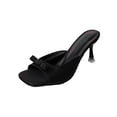thumbnail image 1 of DeHolifer Womens Sandals Kitten Heels Bow Square Open Toe Slip On Low Slide Heeled Sandals, 1 of 8