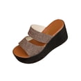 thumbnail image 1 of DeHolifer Womens Sandals Plus Size Wedge Comfortable Open Toe Slip On Flat Slides Casual Summer Sandals, 1 of 8