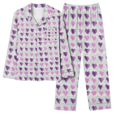 DeHolifer Womens Set Lapel Button Novelty Printed Long Sleeve Casual Cardigan   Loose Comfy Pants 2Pcs Sleepwear Homewear Pajamas Set Multicolor 2XL