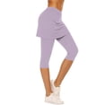 thumbnail image 1 of DeHolifer Womens Skirted Leggings Summer Trendy Solid Color Tennis Golf Skorts Capris Gym Yoga Legging with Skirts Purple 2XL, 1 of 6