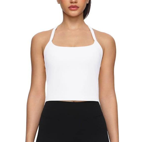 DeHolifer Womens Sports Tank Tops Breathable Quick Drying Sleeveless Vests Workout Yoga Running Athletic Tops with Chest Pad White M