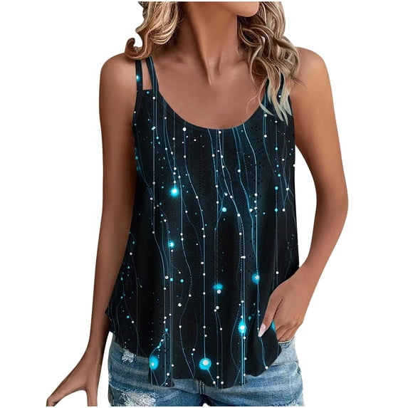 DeHolifer Womens Summer Tank Tops Eyelet Square Neck Sleeveless Shirts Casual Dressy Tunics Basic Tee Going Out Blouses Multicolor XL