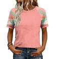 thumbnail image 1 of DeHolifer Womens Summer Tops Color Block Short Sleeve Raglan Shirts Spring Summer Vacation T-Shirts Pink L, 1 of 8