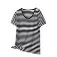 thumbnail image 1 of DeHolifer Womens Summer Tops V-Neck T-Shirts Plus Size Beach Striped Modal Casual Tee Tops Silver S, 1 of 5