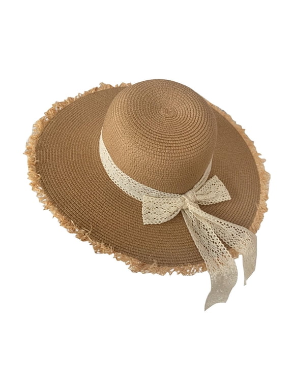 Womens Sun Straw Hat Wide Brim UPF 80 Summer Hat Foldable Packable Floppy Beach Hats for Women
