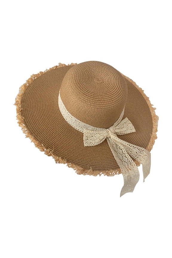 Womens Sun Straw Hat Wide Brim UPF 80 Summer Hat Foldable Packable Floppy Beach Hats for Women