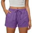 thumbnail image 1 of DeHolifer Womens Sweat Shorts Summer Workout Running Casual Soft High Waist Drawstring Lounge Shorts with Pockets Purple S, 1 of 5