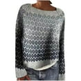 thumbnail image 1 of DeHolifer Womens Sweaters Pullover Plus Size Long Sleeve Crewneck Ethnic Style Printed Knit Sweaters Loose Casual Blouse Tops Black 3XL, 1 of 6