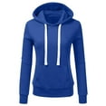 thumbnail image 1 of DeHolifer Womens Sweatshirts Casual Solid Long SleeveHooded Drawstring Sweatshirt with Pockets Loose Casual Pullover Tops Blue M, 1 of 3