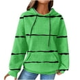 thumbnail image 1 of QQAMB Womens Sweatshirts Plus Size Long Sleeve Waffle Strip Print Drawstring Hoodies Sweatshirts Loose Casual Fashion Pullover Tops Green 5XL, 1 of 6