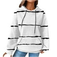 thumbnail image 1 of DeHolifer Womens Sweatshirts Plus Size Long Sleeve Waffle Strip Print Drawstring Hoodies Sweatshirts Loose Casual Fashion Pullover Tops White M, 1 of 6