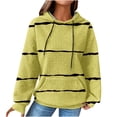 thumbnail image 1 of QQAMB Womens Sweatshirts Plus Size Long Sleeve Waffle Strip Print Drawstring Hoodies Sweatshirts Loose Casual Fashion Pullover Tops Yellow XL, 1 of 6