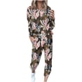 thumbnail image 1 of DeHolifer Womens Sweatsuits 2 Piece Set Crewneck Pullover Floral Print Tops And Pants Jogging Outfits Lounge Tracksuit Set Dark Gray XL, 1 of 5