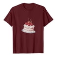 thumbnail image 1 of DeHolifer Womens T-shirts Bowknot Graphic Pritned Short Sleeve Crewneck T-shirts Loose Casual Fashion Blouse Tops Wine 3XL, 1 of 3