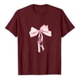 thumbnail image 1 of DeHolifer Womens T-shirts Bowknot Graphic Pritned Short Sleeve Crewneck T-shirts Loose Casual Fashion Blouse Tops Wine XL, 1 of 3