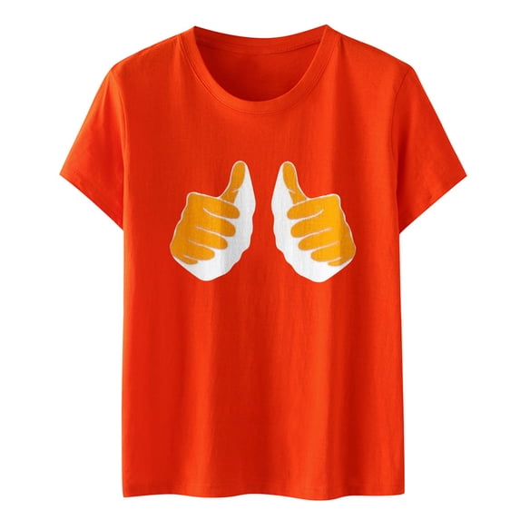 DeHolifer Womens T-shirts Orange Shirt Festival Short Sleeve Crewneck Printed T-shirt Loose Casual Fashion Tees Orange S