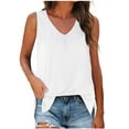 thumbnail image 1 of DeHolifer Womens Tank Tops Loose V-Neck Ruched Sleeveless Tops Casual Basic Banded Shirts White L, 1 of 5