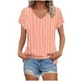 thumbnail image 1 of DeHolifer Womens Tops Basic Summer V-Neck T Shirts Short Sleeve Dressy Casual Loose Cute Tee Clothes Trendy Fashion Outfits Orange M, 1 of 5