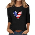 thumbnail image 1 of DeHolifer Womens Tops Independence Day 3/4 Sleeve Crewneck Printed Holiday T Shirt Loose Casual Blouse Black S, 1 of 4