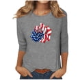 thumbnail image 1 of DeHolifer Womens Tops Independence Day 3/4 Sleeve Crewneck Printed Holiday T Shirt Loose Casual Blouse Gray 3XL, 1 of 4