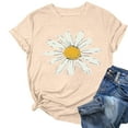 thumbnail image 1 of QQAMB Womens Tops Plus Size Daisy Graphic Printed Summer Trendy Crewneck Short Sleeve Tee Tops Khaki 2XL, 1 of 4