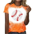 thumbnail image 1 of DeHolifer Womens Tops Short Sleeve Crewneck Baseball Graphic Printed Casual Tee T Shirt Summer Fashion Blouse Orange S, 1 of 5