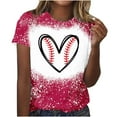 thumbnail image 1 of DeHolifer Womens Tops Short Sleeve Crewneck Baseball Graphic Printed Casual Tee T Shirt Summer Fashion Blouse Red M, 1 of 1