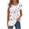 thumbnail image 1 of DeHolifer Womens Tops Summer Casual Printed Crewneck Button Up Pleated Lightweight Loose T-Shirts White XL, 1 of 6