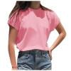 DeHolifer Womens Tops Summer Trendy Solid Color Crewneck Short Sleeve Lightweight Tee Tops Comfy T-Shirts Pink L