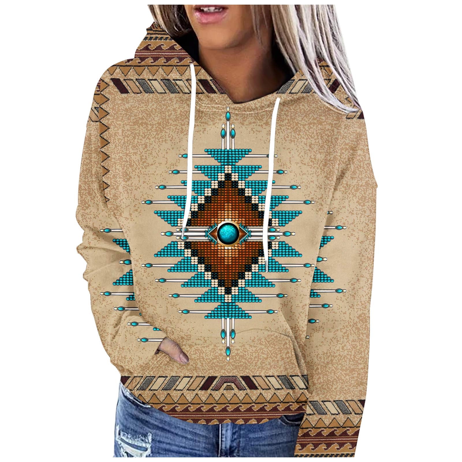 Aztec Women's  Print Casual Long Sleeve Comfortable Cotton Shirt