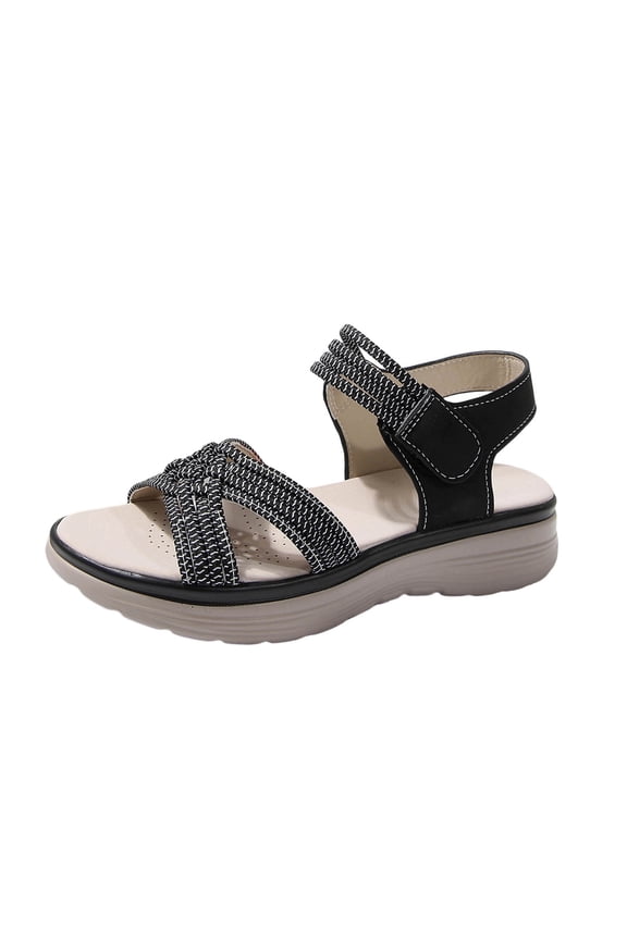 Womens Woven Sport Sandals Adjustable Strap Thick Sole Walking Shoes for Outdoor Travel Active Summer Everyday