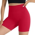 thumbnail image 1 of DeHolifer Womens Yoga Shorts Sports Fitness High Waisted Elastic Waisted Solid Color Breathable Tight Yoga Leggings Red S, 1 of 4