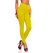 DeHolifer Yoga Pants for Women, Gym Leggings Workout Leggings with Pockets, High Waisted Women Sports Running Tights Yellow XXL