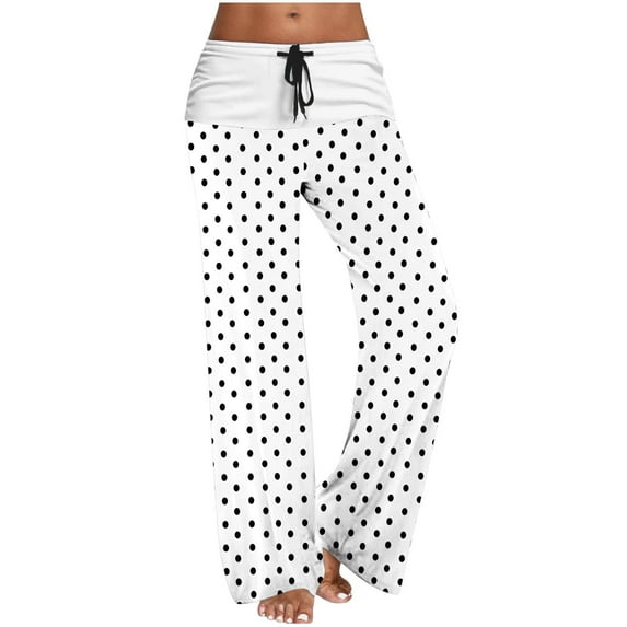 DeHolifer Yoga Pants for Women,Womens Patchwork Yoga Quick-drying Sports Pants Outdoor Casual Wide Leg Pants with Pocket White L