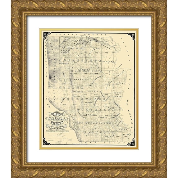 DeJarnett 20x24 Gold Ornate Wood Framed with Double Matting Museum Art Print Titled - Colusa California Landowner - DeJarnett 1874