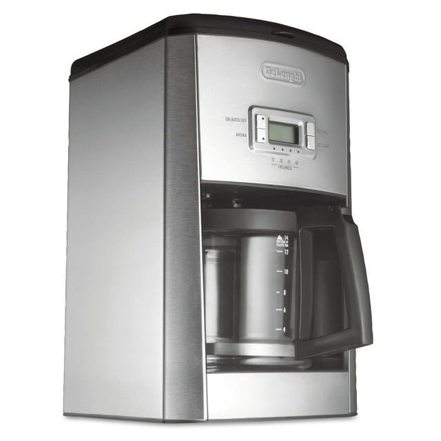 DeLONGHI DC514T 14-Cup Drip Coffee Maker, Stainless Steel, Black/Silver
