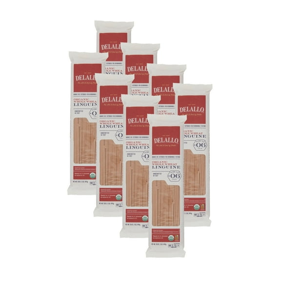 DeLallo Whole Wheat Linguine Pasta, Made in Italy, Non-GMO, Organic, 1 lb Bag, (8 Pack)