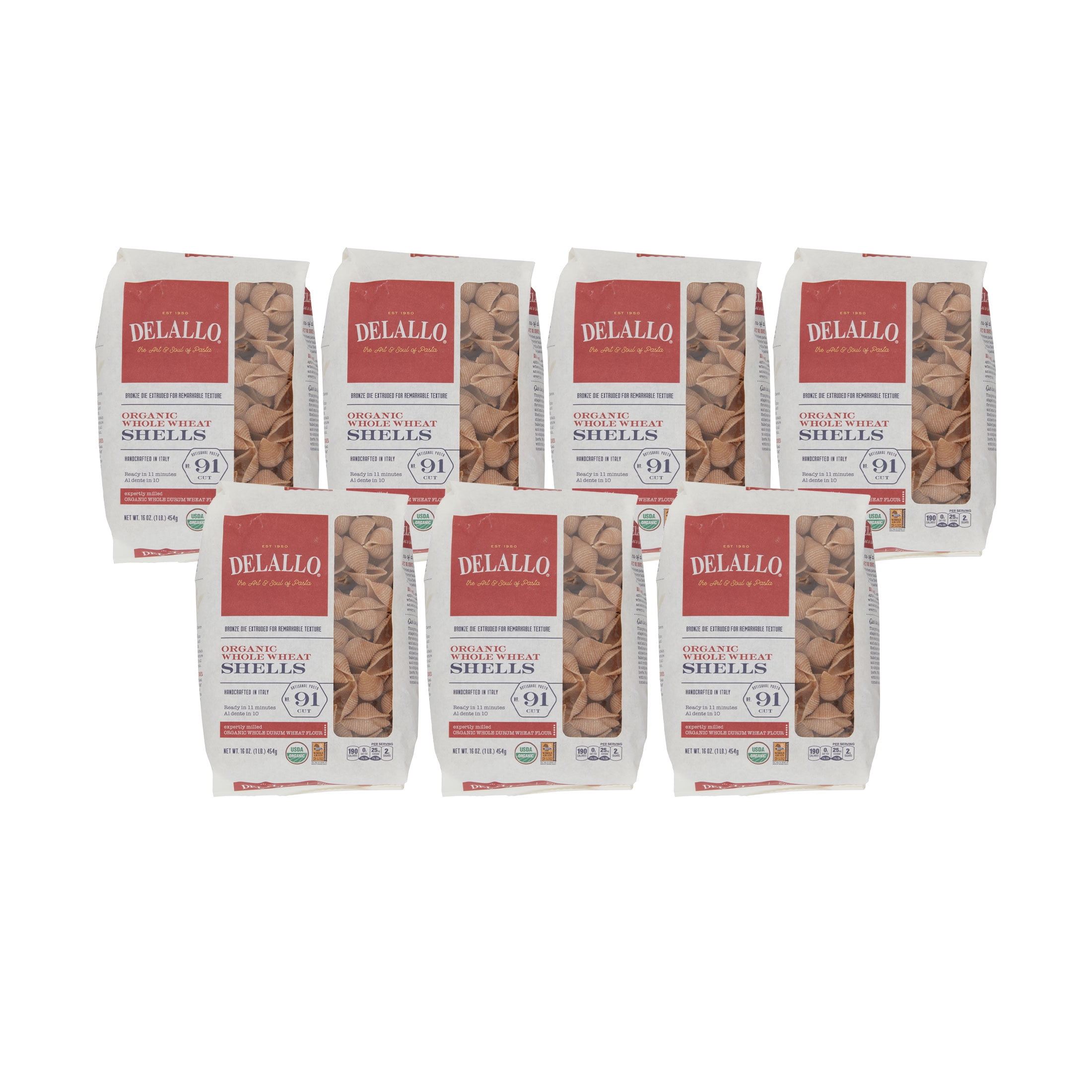 DeLallo, 100 Organic, Whole Wheat Pasta Shells, Made with Italian