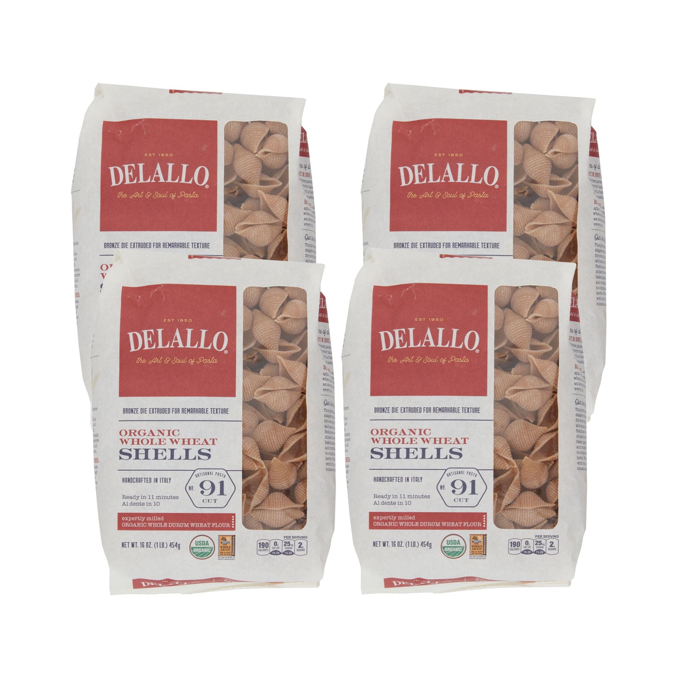 DeLallo, 100 Organic, Whole Wheat Pasta Shells, Made with Whole Grain
