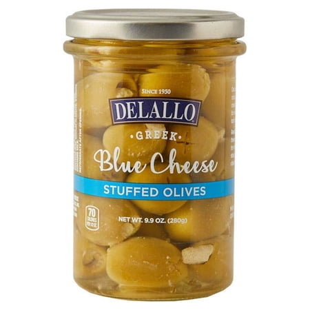 DeLallo Blue Cheese Stuffed Green Greek Olives in Jar (pack of 6)