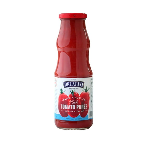 DeLallo Passata Tomato Purée, Made in Italy, Gluten-Free, Kosher, Vegan, 24 oz Jar